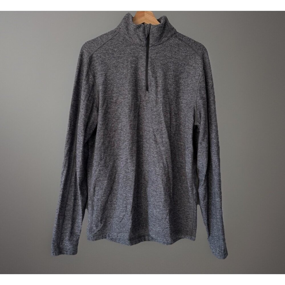 Lululemon 1/4 Zip Gray Running Workout Pullover Shirt Men’s Size L Reflective